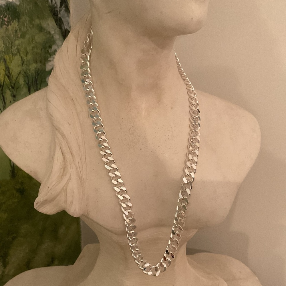 NEW W/OUT TAGS S925 STERLING SILVER 10MM MIAMI CURB LINK NECKLACE 24” 102 GRAMS